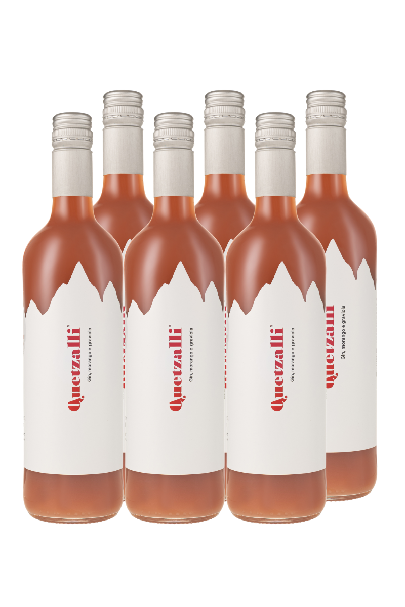 Caixa Quetzalli Gin com Morango e Graviola — 6 x 750 ml (4,5L)